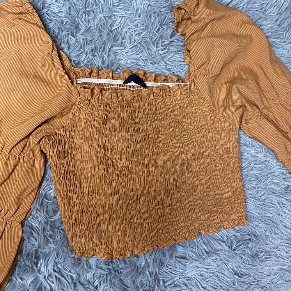 Brown Ruffled Crop Top